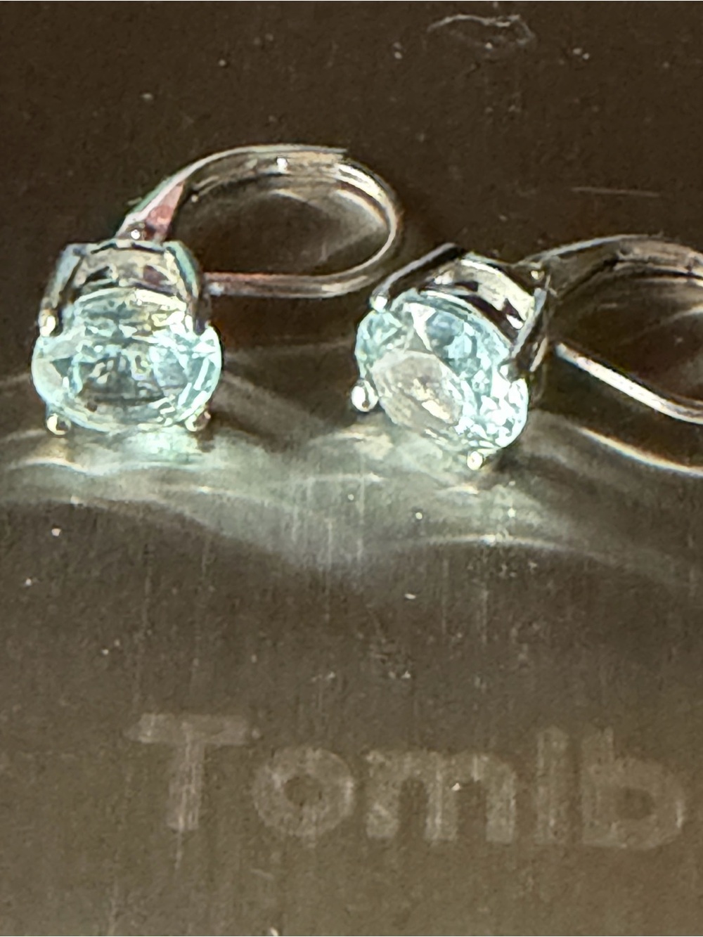 Aquamarine Round Drop Earrings in Silver Tone